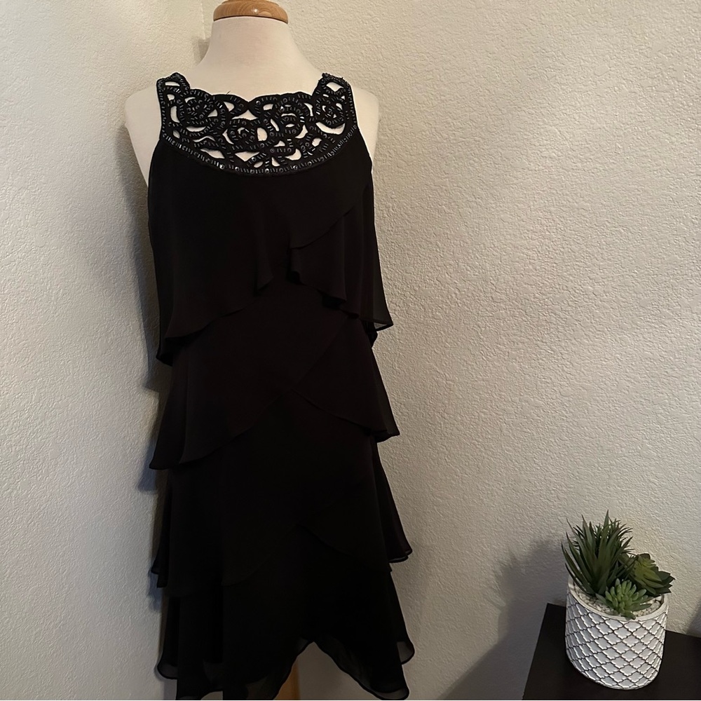 SLNY Black Halter Mini Sundress